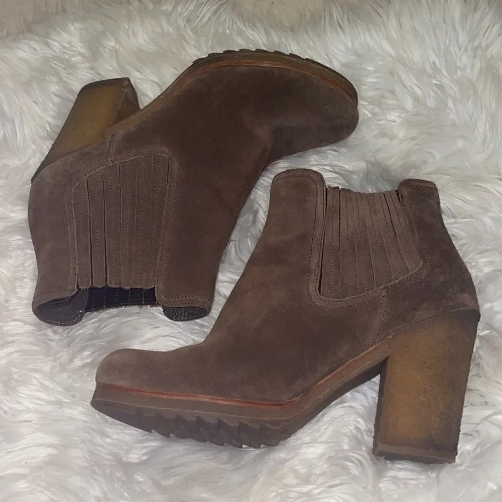 Prada Brown Suede Chunky Ankle Booties - Picture 1 of 8